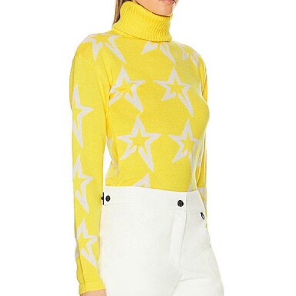 Perfect Moment yellow extra fine merino wool star turtlneck sweater - Picture 2 of 6